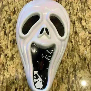 VNTG Rubie's White Hard Plastic Scream GhostFace Halloween Mask Horror No Hood